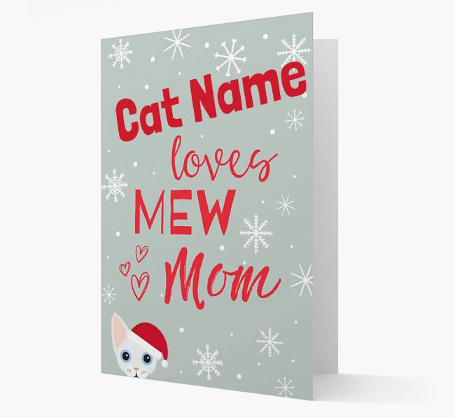 'I Love Mew Mom' - Personalized {breedFullName} Christmas Card 